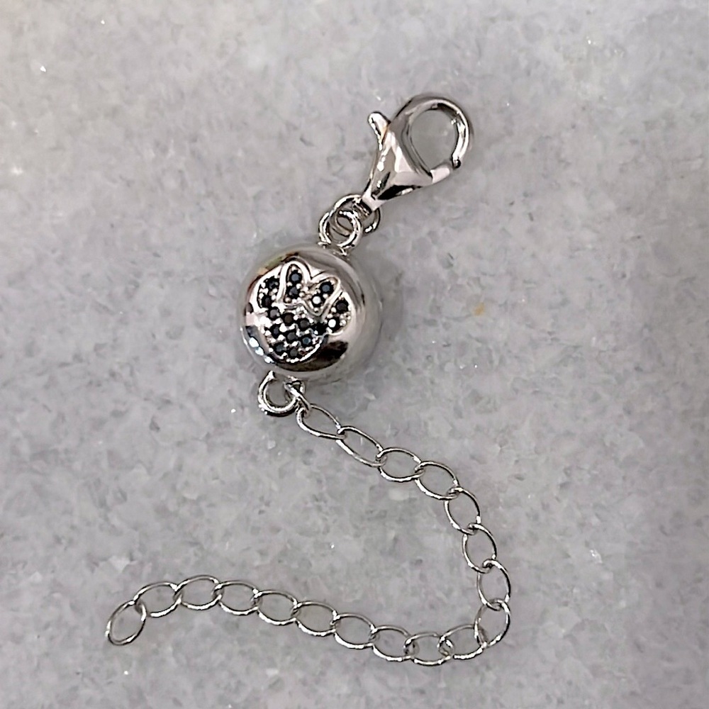 Magnetic Necklace Extender Sterling Silver Thai Black Spinel